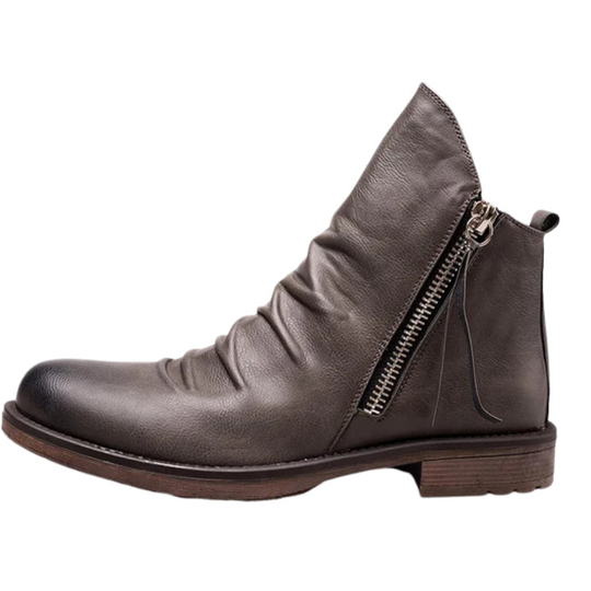 Side Closure Ankle Boots with Low Heel for Men