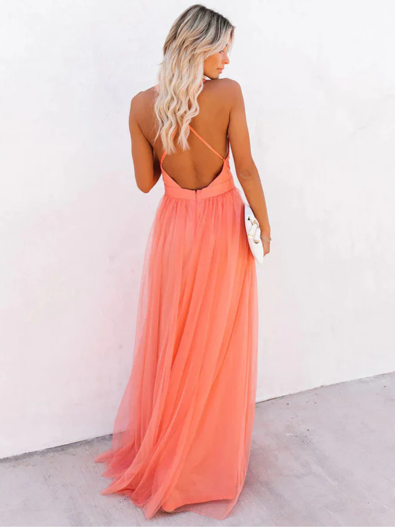 Sleeveless V-Neck Dress Women – Fitted Waist & Flowy Silhouette