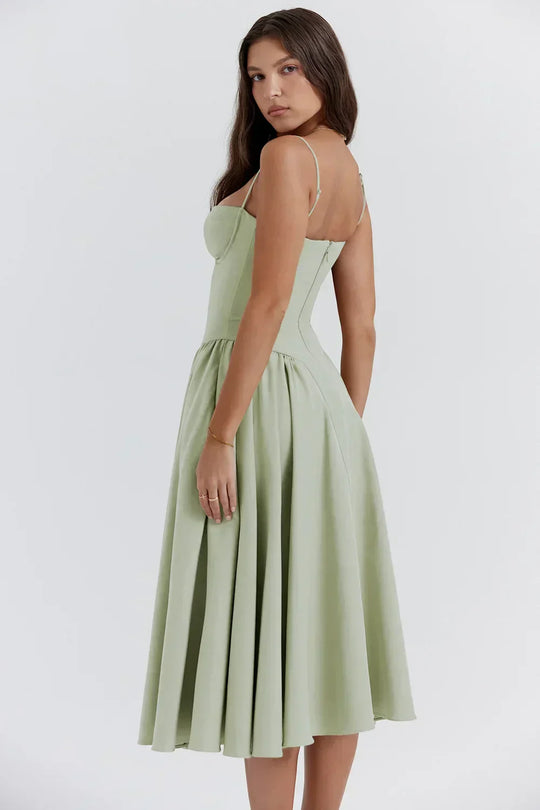 Sleeveless Midi Dress Women - Defined Bodice & A-Line Silhouette
