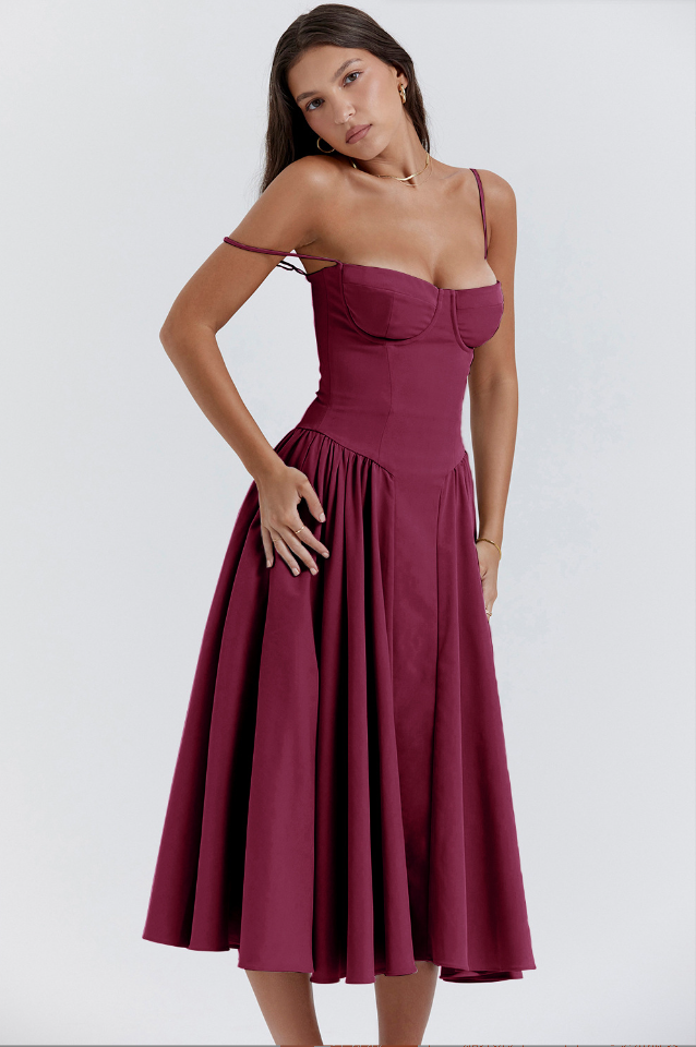 Sleeveless Midi Dress Women - Defined Bodice & A-Line Silhouette