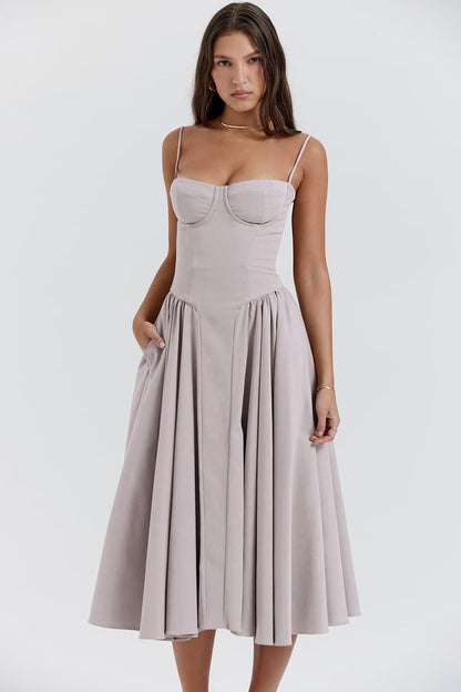 Sleeveless Midi Dress Women - Defined Bodice & A-Line Silhouette