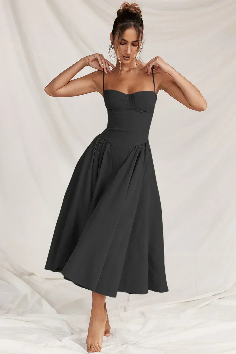 Sleeveless Midi Dress Women - Defined Bodice & A-Line Silhouette