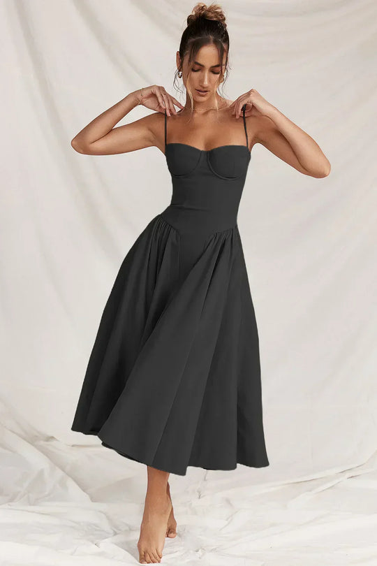 Sleeveless Midi Dress Women - Defined Bodice & A-Line Silhouette