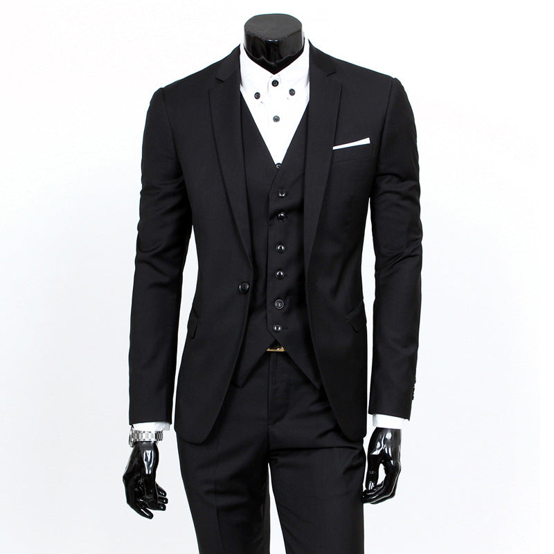 Slim Fit Three-Piece Suit for Men
