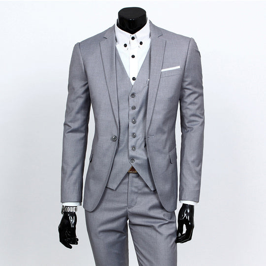 Slim Fit Three-Piece Suit for Men