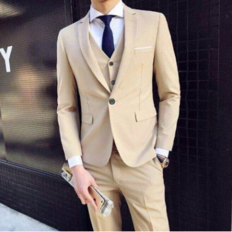 Slim Fit Three-Piece Suit for Men