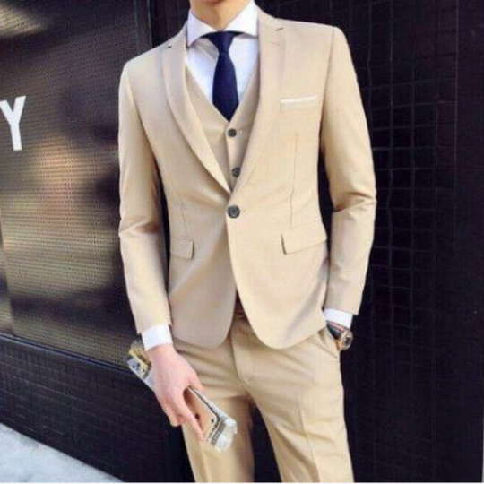 Slim Fit Three-Piece Suit for Men