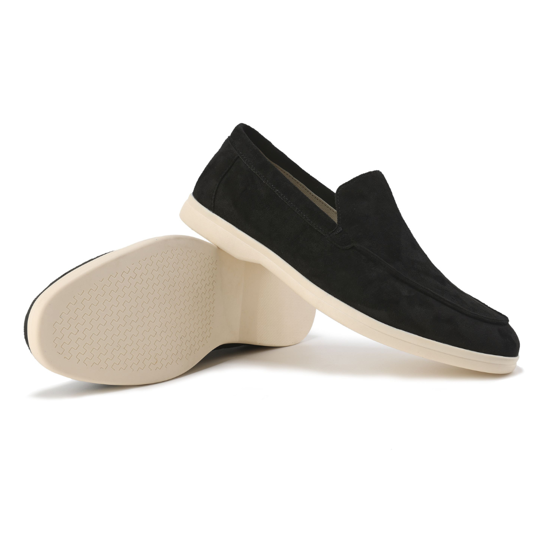 Slip-On Loafers Men - Velvety-Look Upper & Contrast Rubber Sole