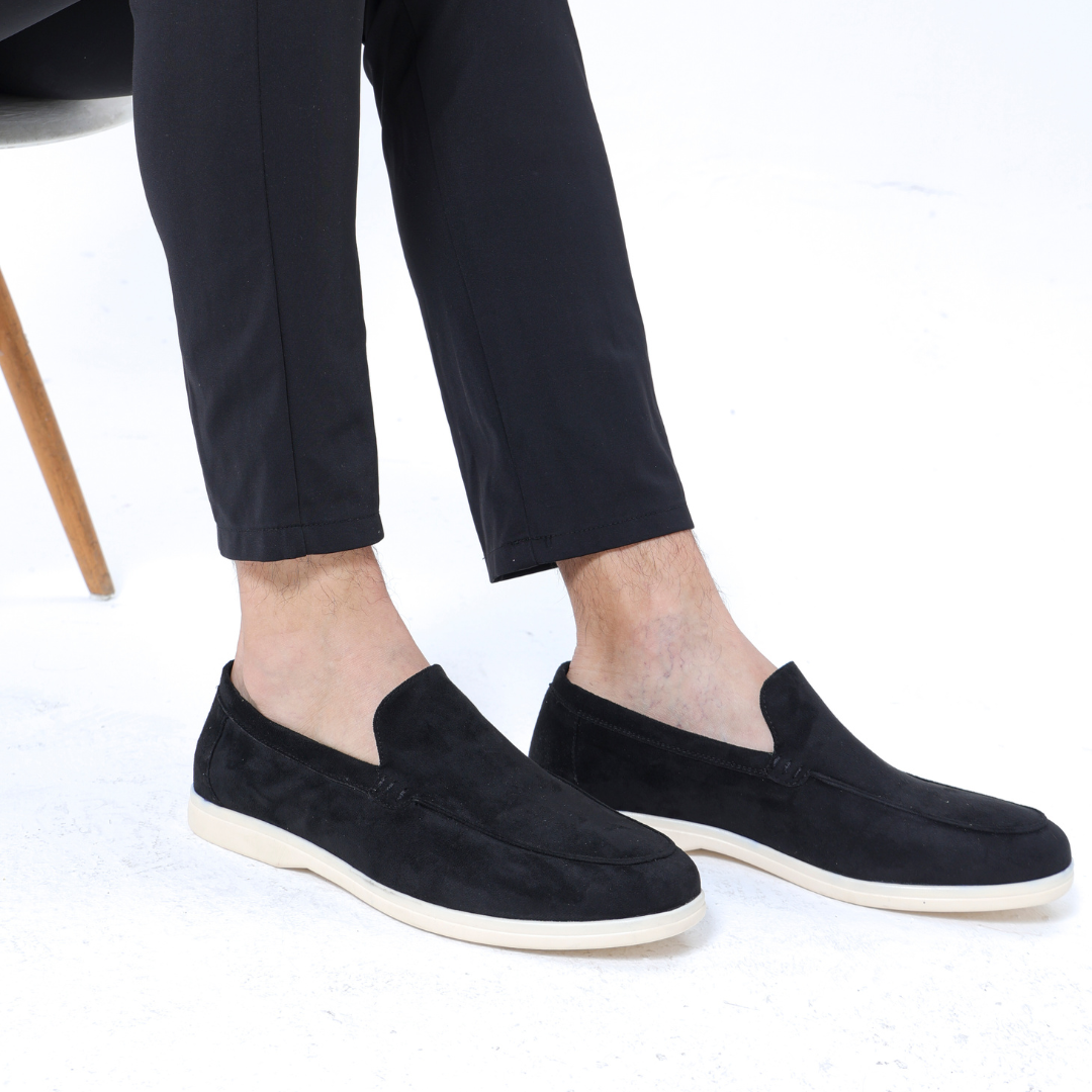 Slip-On Loafers Men - Velvety-Look Upper & Contrast Rubber Sole
