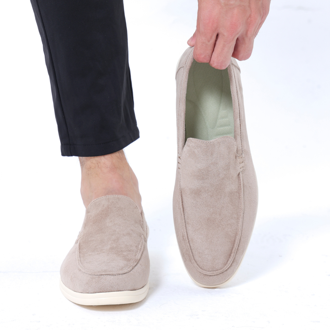 Slip-On Loafers Men - Velvety-Look Upper & Contrast Rubber Sole