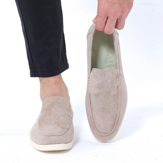 Slip-On Loafers Men - Velvety-Look Upper & Contrast Rubber Sole