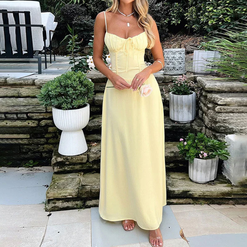Spaghetti Strap - Flowy Maxi Dress for Women