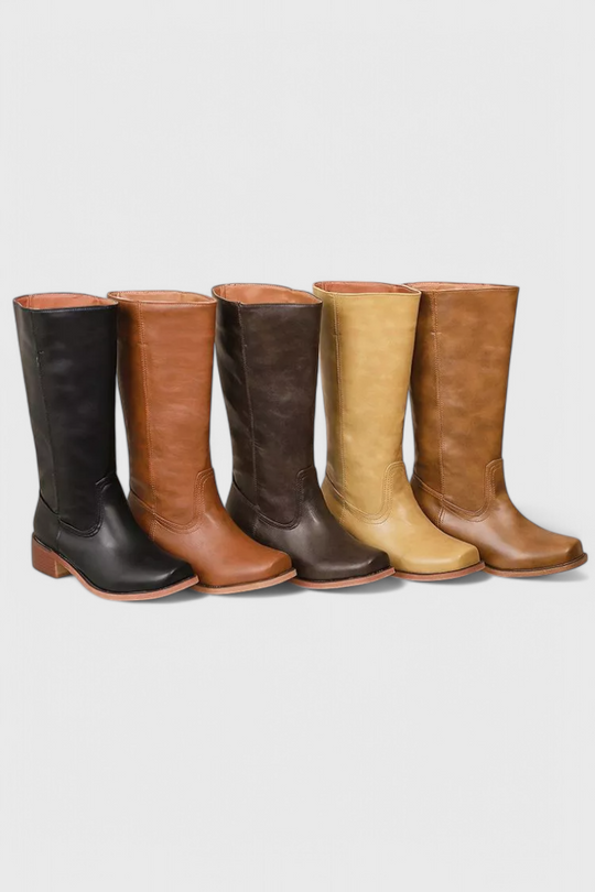 Stacked Heel Knee-High Boots for Women