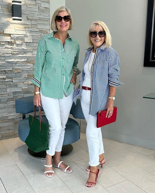 Striped Button-Up Shirt Women – Long Sleeves
