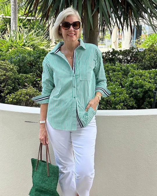 Striped Button-Up Shirt Women – Long Sleeves