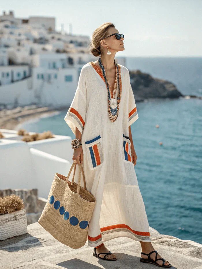 Striped Kaftan Maxi Dress for Women