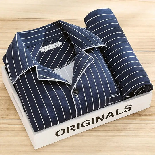 Striped Long Sleeve Pyjama Set for Men