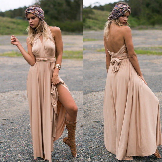 Summer Wedding Guest Dress Women – Open Back Tie & Flowing Structure
