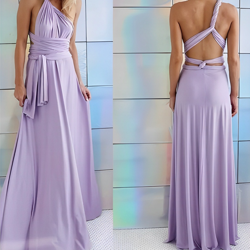 Summer Wedding Guest Dress Women – Open Back Tie & Flowing Structure