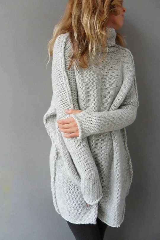 Textured Knit Turtleneck Sweater for Women
