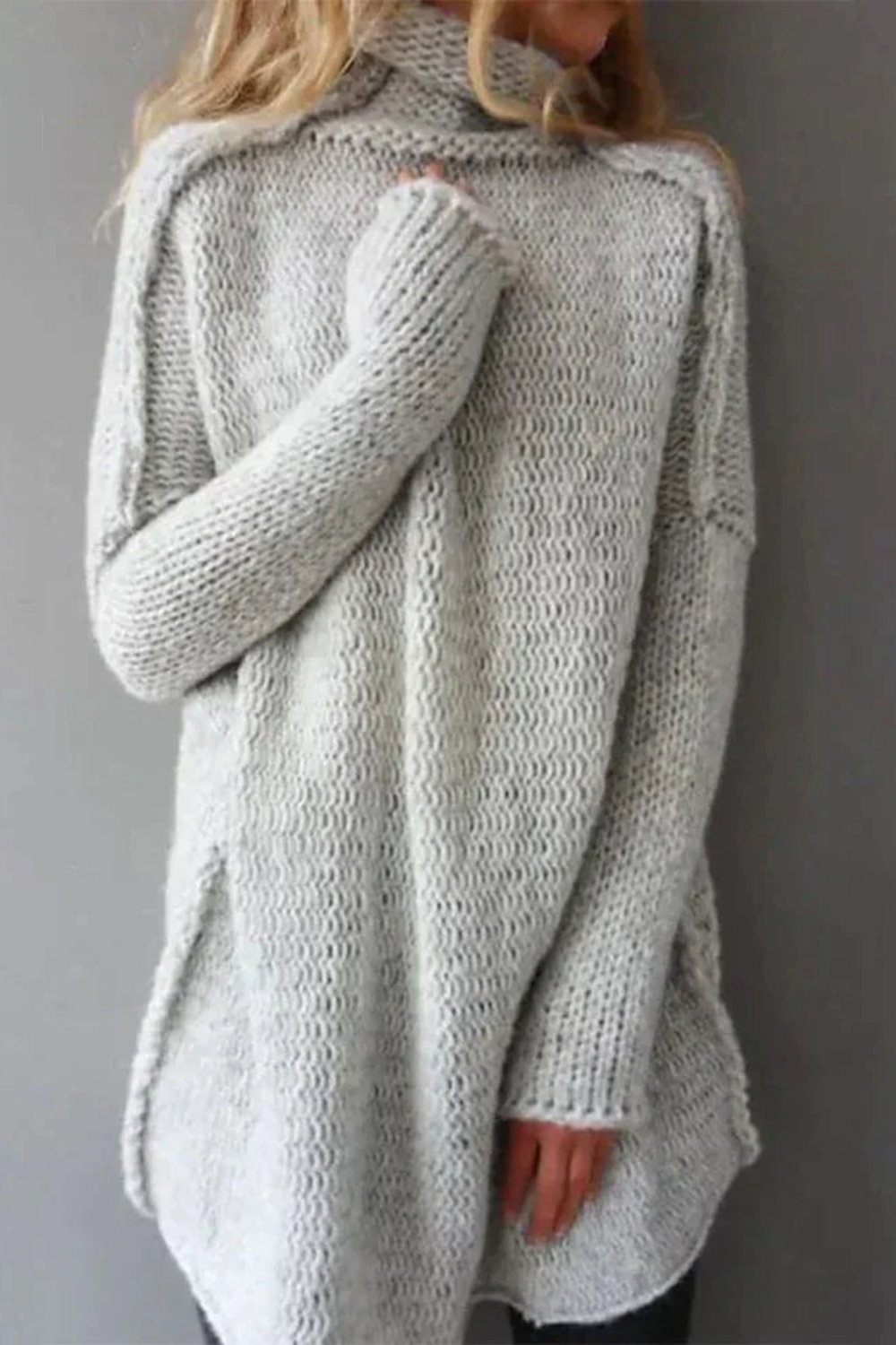 Textured Knit Turtleneck Sweater for Women