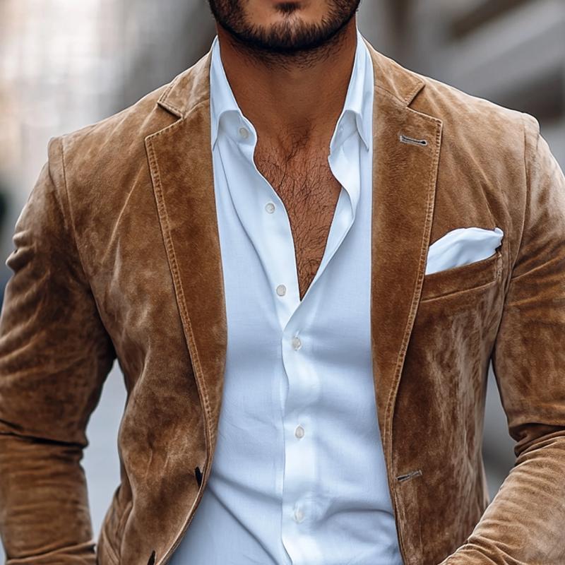 Textured Two-Button Blazer for Men
