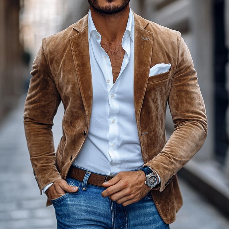Textured Two-Button Blazer for Men