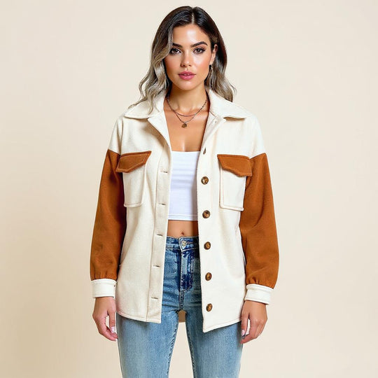 Women's Long Sleeve Jacket with Smooth Surface Look