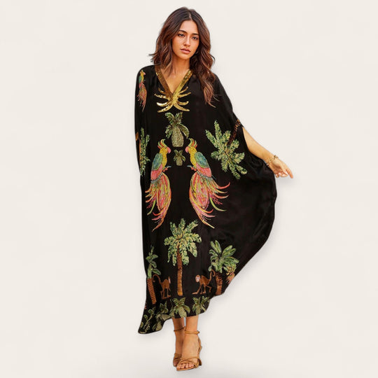 Tropical Print Kaftan Dress for Women
