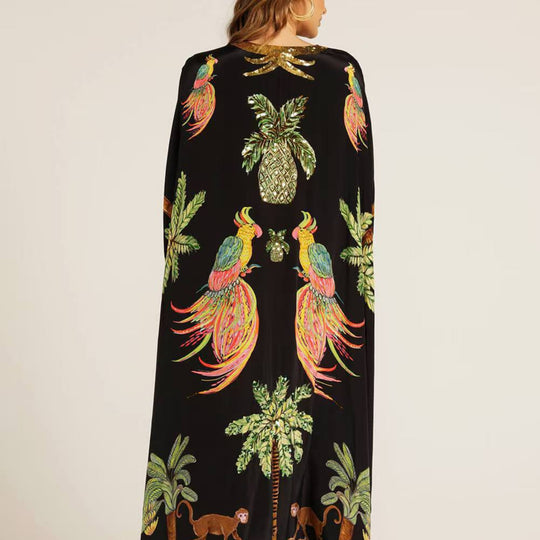 Tropical Print Kaftan Dress for Women