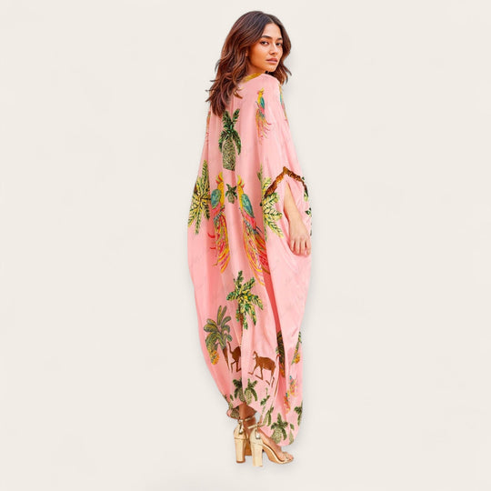 Tropical Print Kaftan Dress for Women