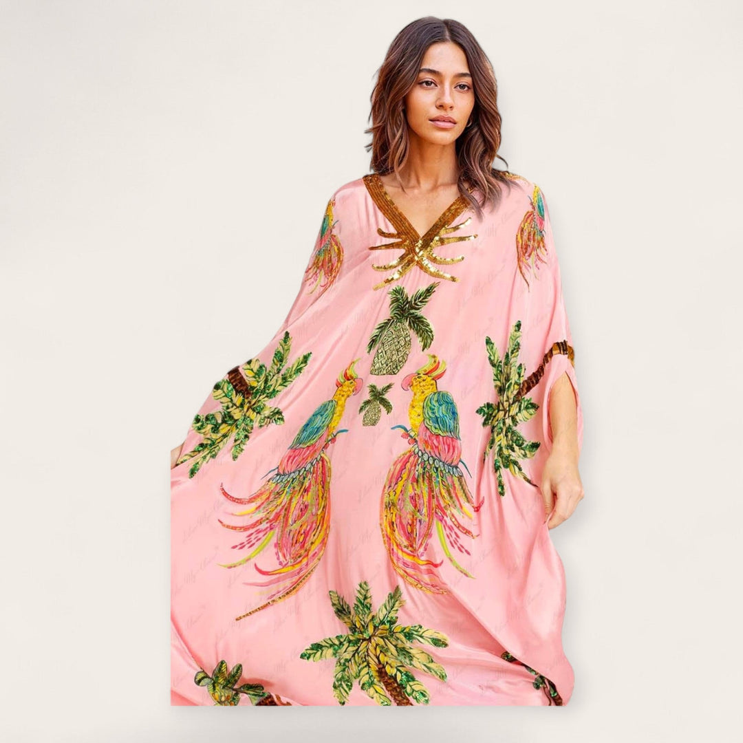 Tropical Print Kaftan Dress for Women