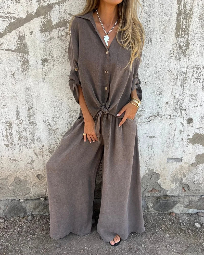 Two-Piece Lounge Set Women – Textured Surface & Relaxed Fit