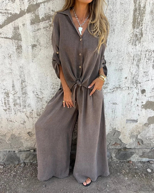 Two-Piece Lounge Set Women – Textured Surface & Relaxed Fit