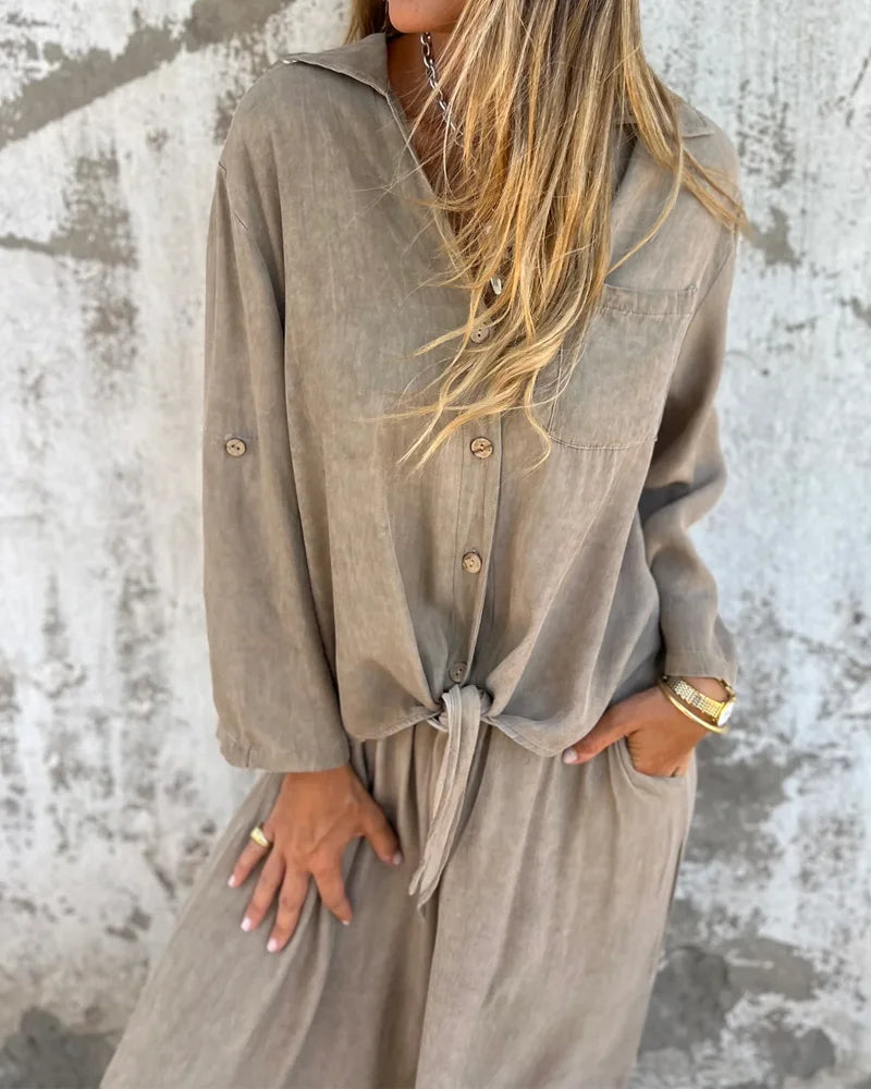 Two-Piece Lounge Set Women – Textured Surface & Relaxed Fit