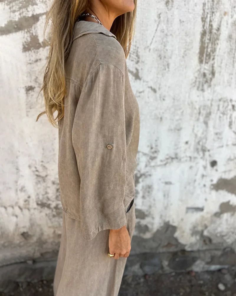 Two-Piece Lounge Set Women – Textured Surface & Relaxed Fit