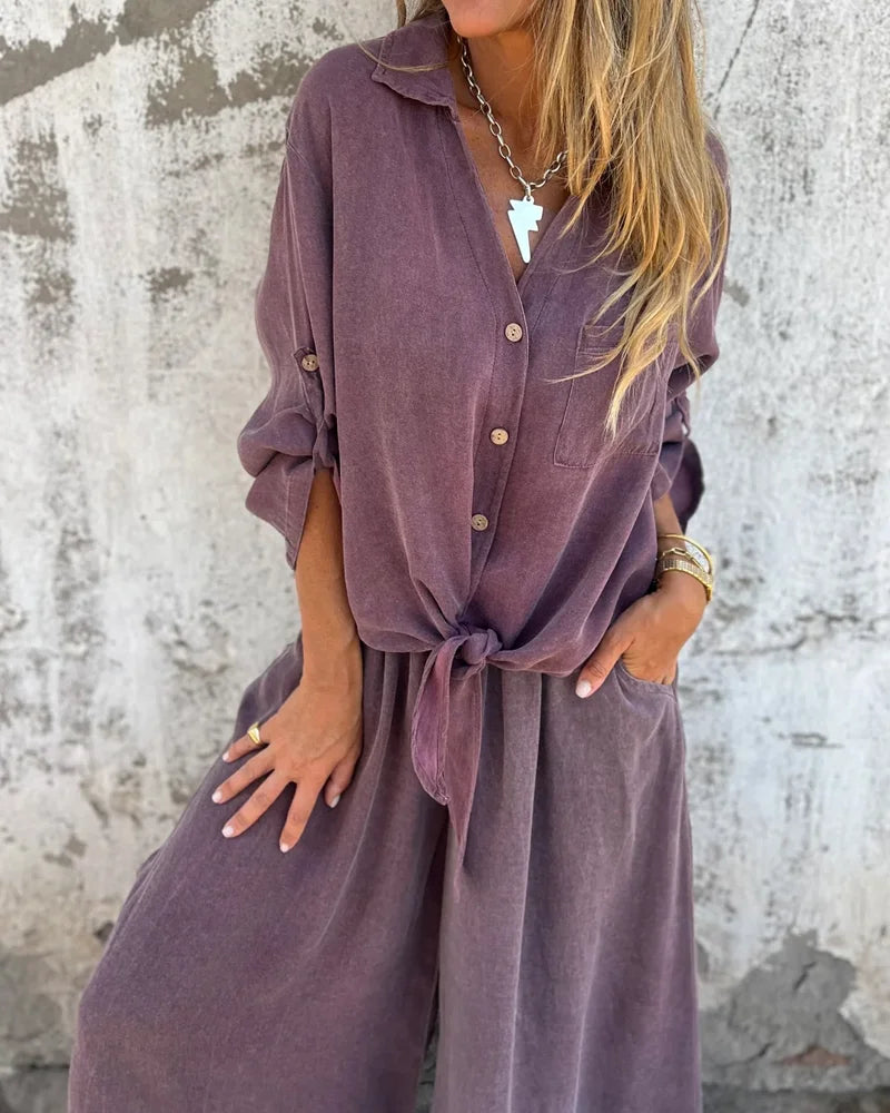 Two-Piece Lounge Set Women – Textured Surface & Relaxed Fit