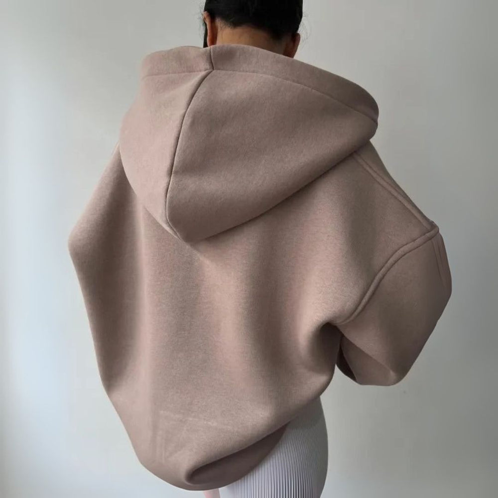 V-Slit Hooded Pullover for Women