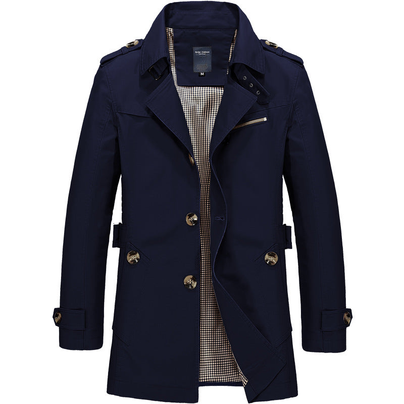 Water-Resistant Trench Coat for Men