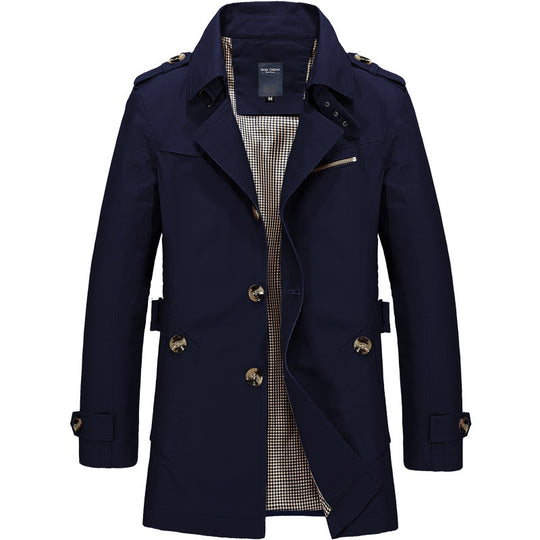 Water-Resistant Trench Coat for Men