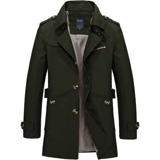Water-Resistant Trench Coat for Men