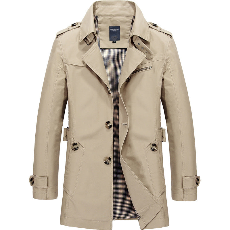 Water-Resistant Trench Coat for Men