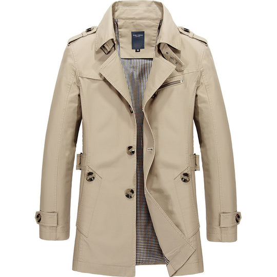 Water-Resistant Trench Coat for Men