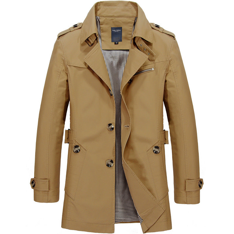 Water-Resistant Trench Coat for Men