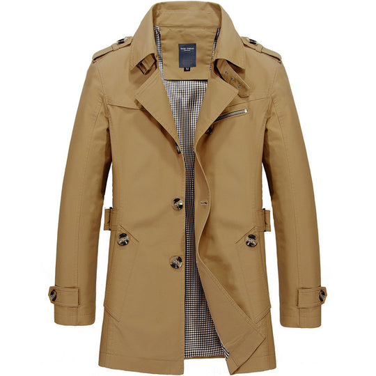 Water-Resistant Trench Coat for Men