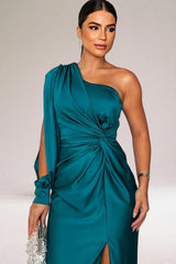 Wedding Guest Dress Women - Silky Look with Draped Waist