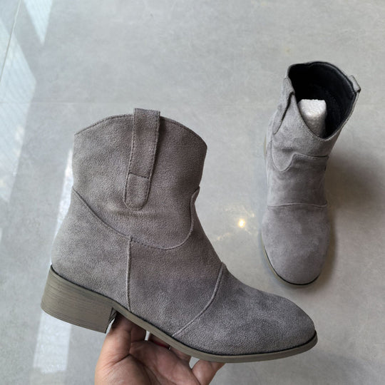 Western Ankle Boots Women - Refined Upper & Stacked Heel