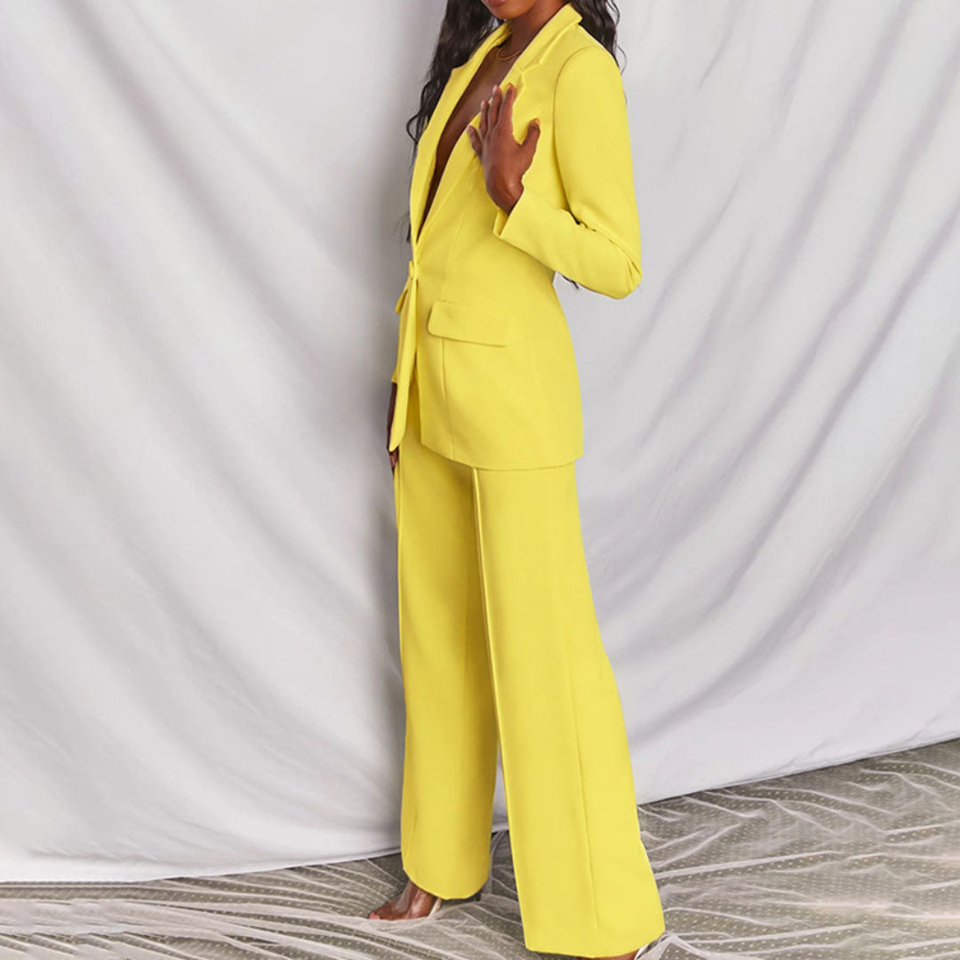 Wide-Leg Trousers and Blazer Set for Women