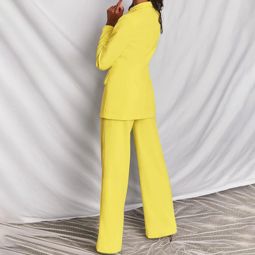 Wide-Leg Trousers and Blazer Set for Women