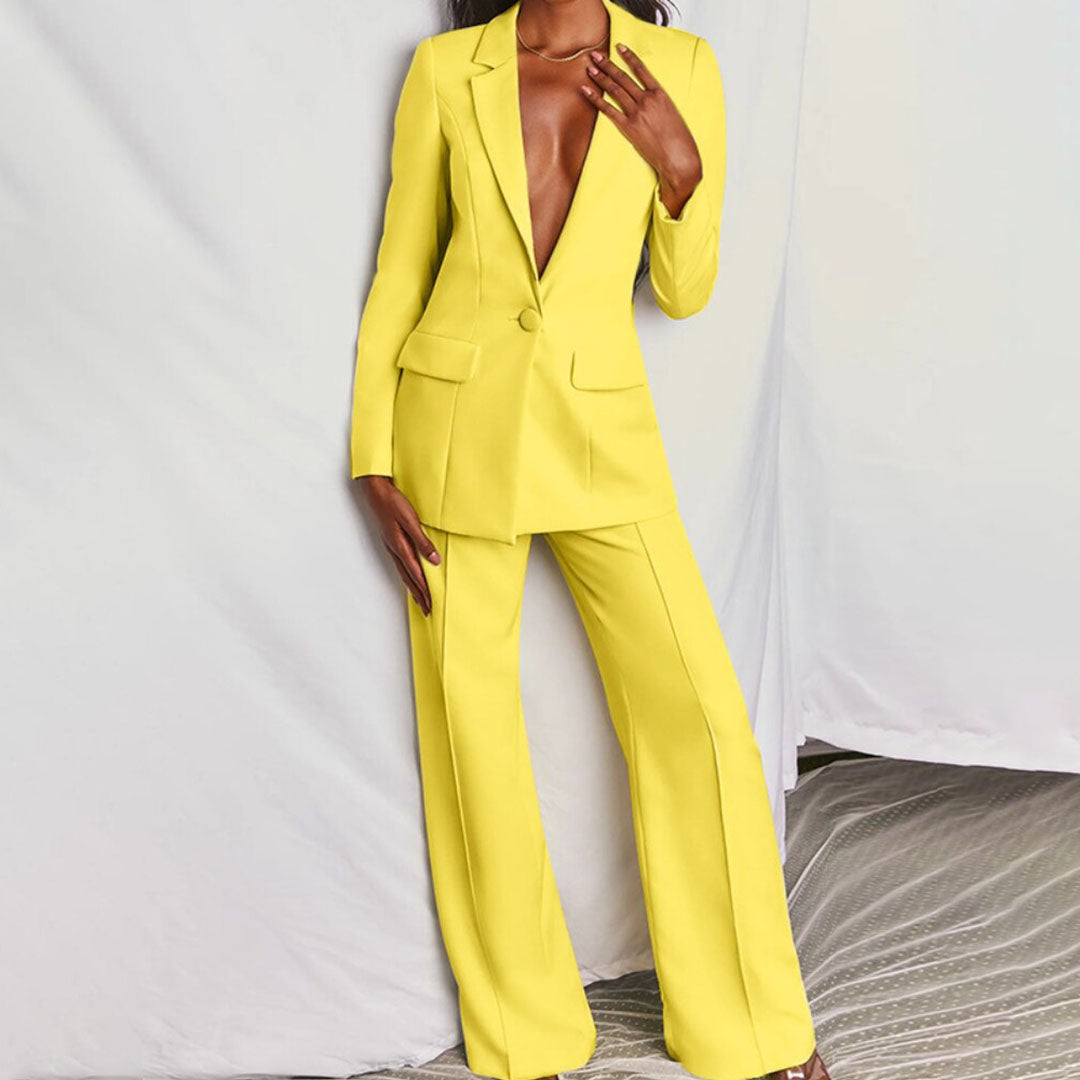 Wide-Leg Trousers and Blazer Set for Women